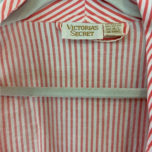 Rare Vintage Victoria's Secret Pink and White Striped Robe 80s/90s - Picture 3 of 3